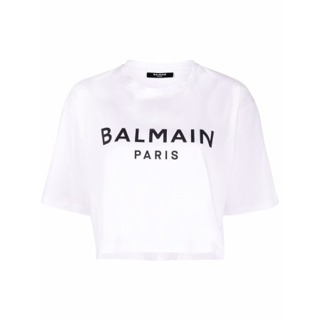 Balmain print crop t-shirt