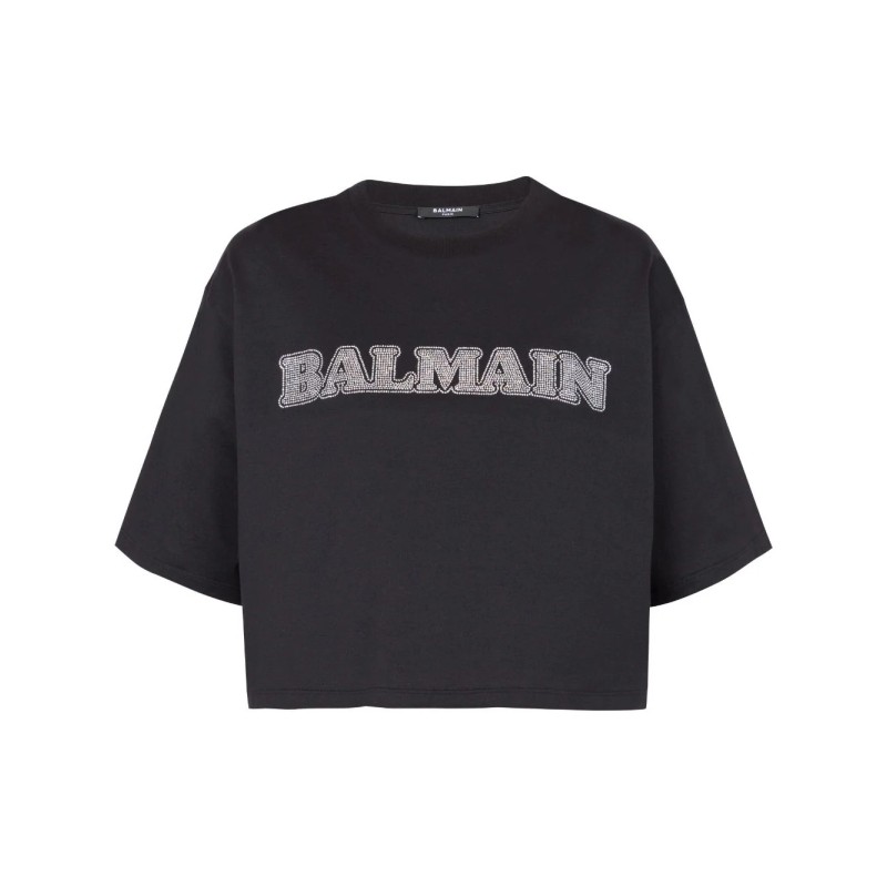 Balmain strass cropped t-shirt