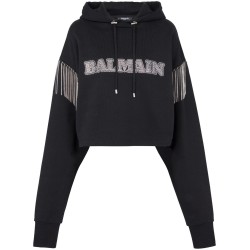 Balmain strass&fringes hoodie