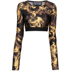 Baroque-print cropped top