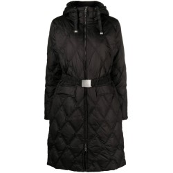 Belted hooded insulated coat