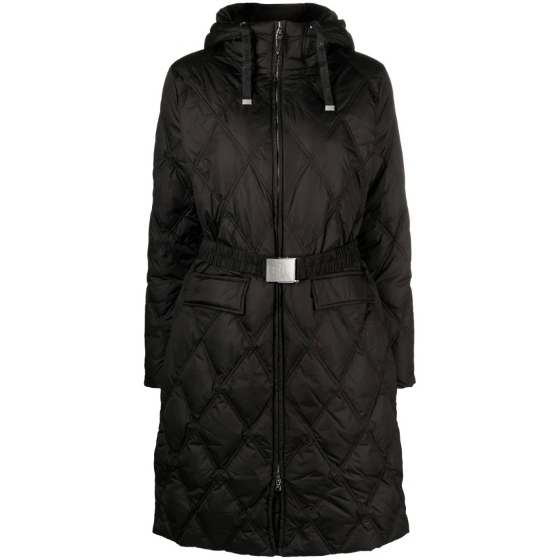 Belted hooded insulated coat