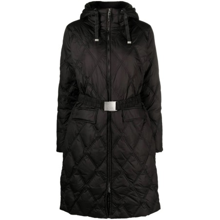 Belted hooded insulated coat