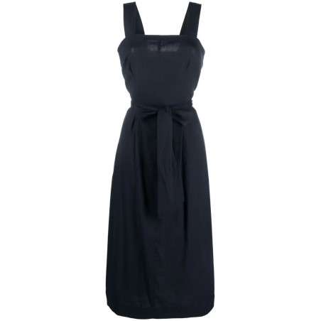 Belted square neck dress