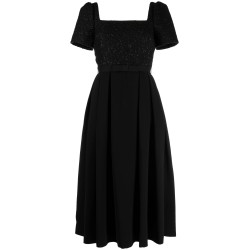 Black boucle midi dress