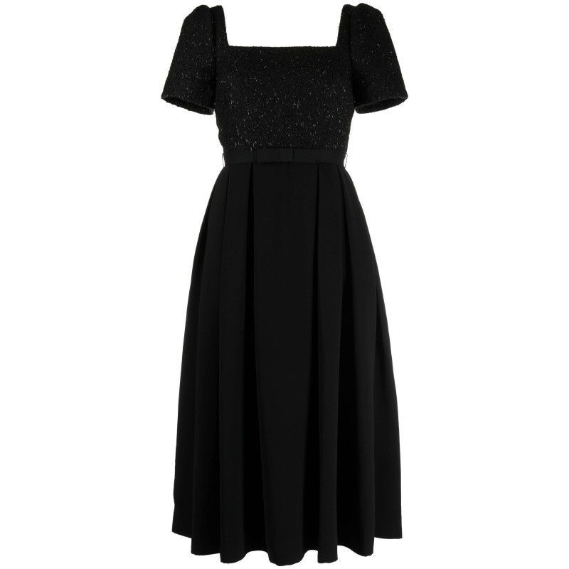 Black boucle midi dress