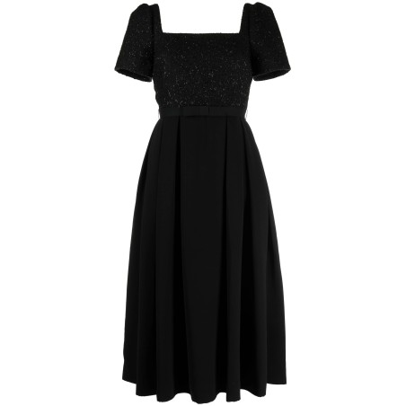 Black boucle midi dress