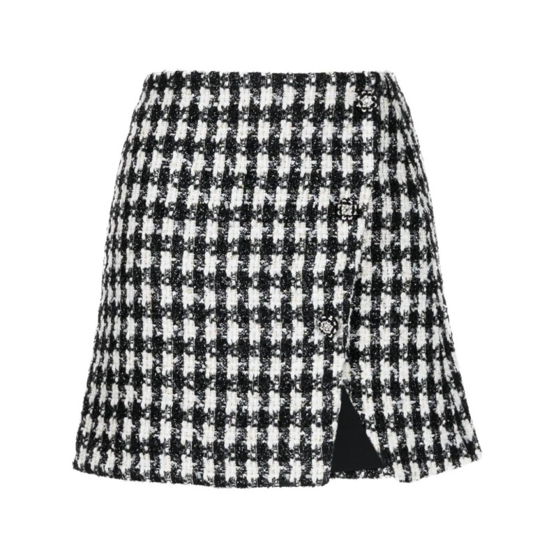 Black check boucle mini skirt