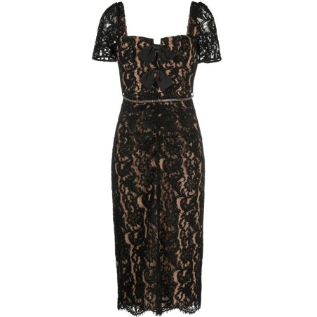 Black cord lace midi dress