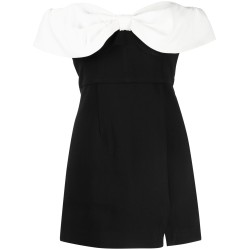 Black crepe bow mini dress