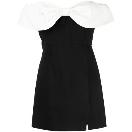 Black crepe bow mini dress