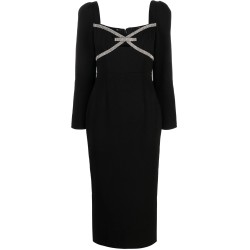 Black diamante bow midi dress