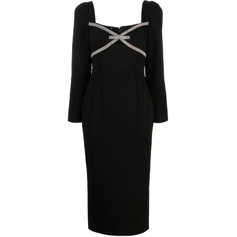 Black diamante bow midi dress