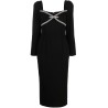 Black diamante bow midi dress