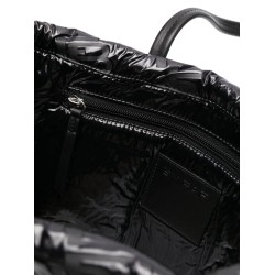 Black embossed leather handbag