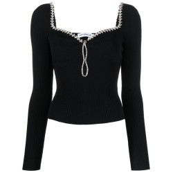 Black knit diamante top