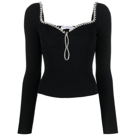 Black knit diamante top