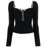 Black knit diamante top