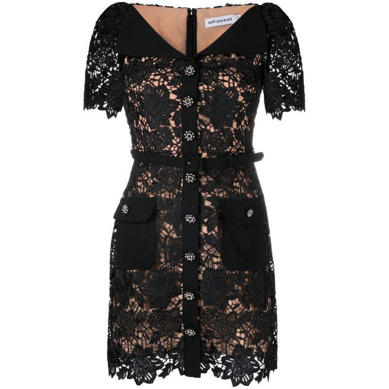 Black lace open neck dress