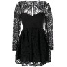 Black lace tie-neck mini dress