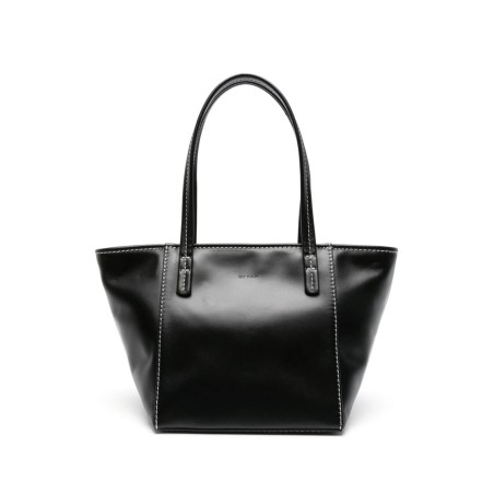 Black leather handbag