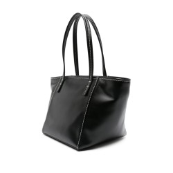 Black leather handbag