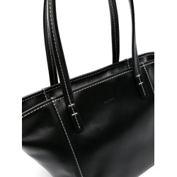 Black leather handbag