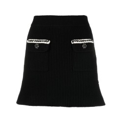 Black melange knit mini skirt