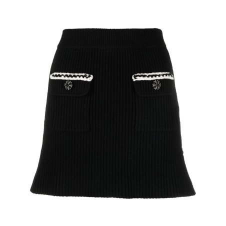 Black melange knit mini skirt