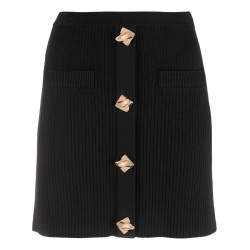 Black ribbed knit mini skirt