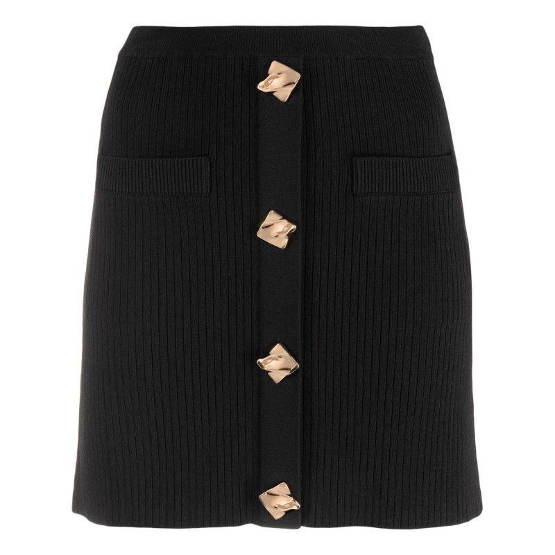 Black ribbed knit mini skirt