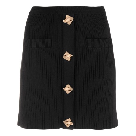 Black ribbed knit mini skirt