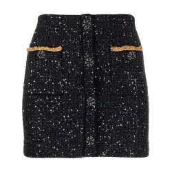 Black sequin knit mini skirt