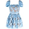 Blue 3d cotton lace mini dress