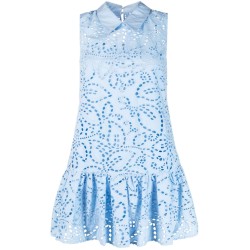 Blue broderie mini dress