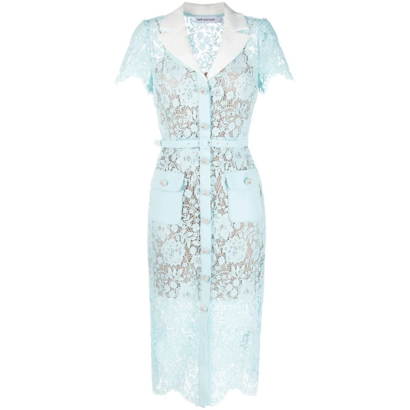 Blue cord lace midi dress