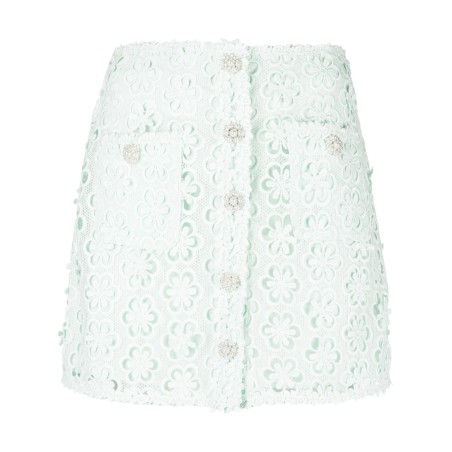 Blue daisy guipure mini skirt