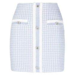 Blue lurex knitted mini skirt