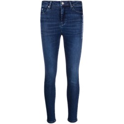 Blue skinny denim logo pants