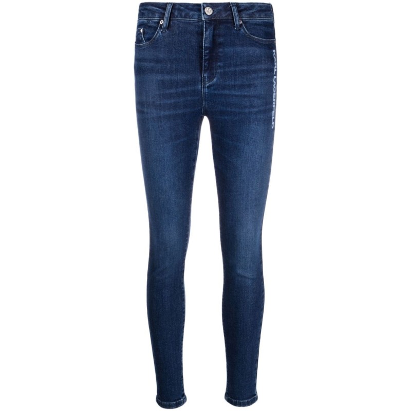 Blue skinny denim logo pants