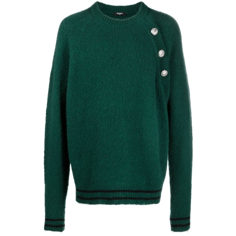 Buttoned crewneck sweater