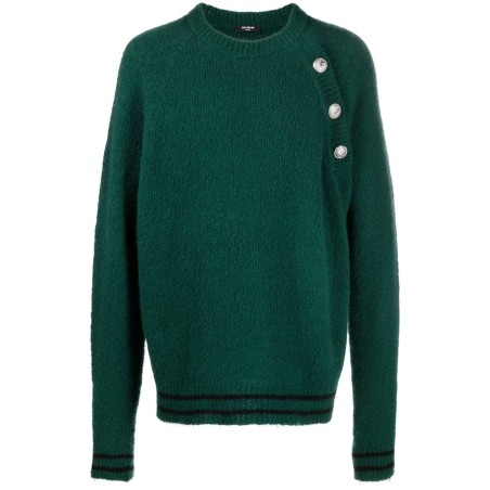 Buttoned crewneck sweater