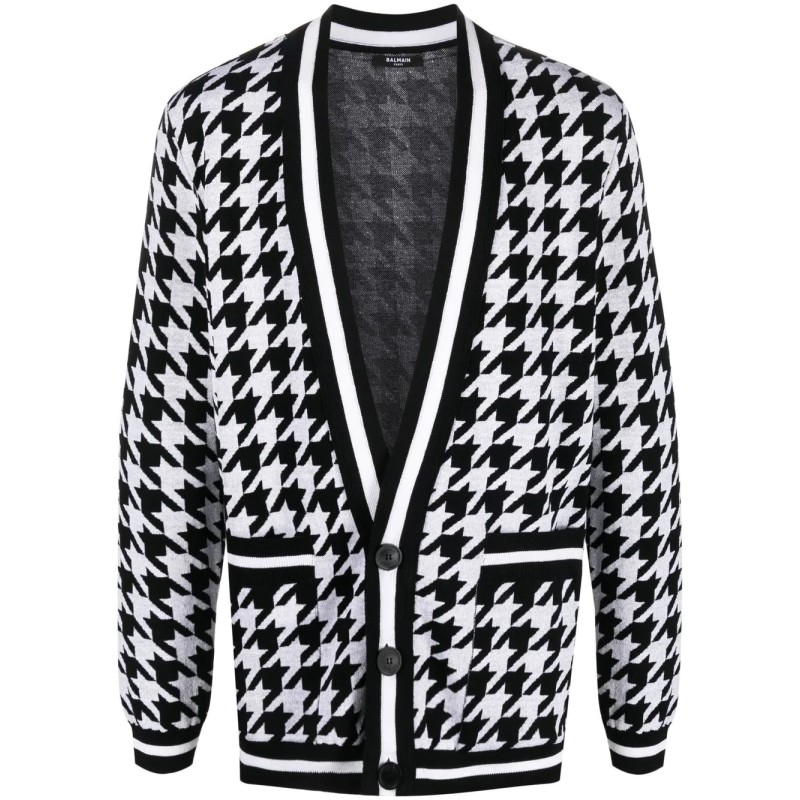 Buttoned houndstooth cardigan