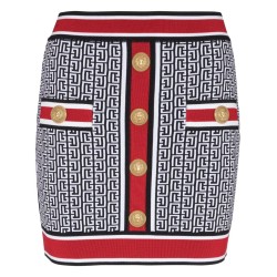 Buttoned monogram short skirt