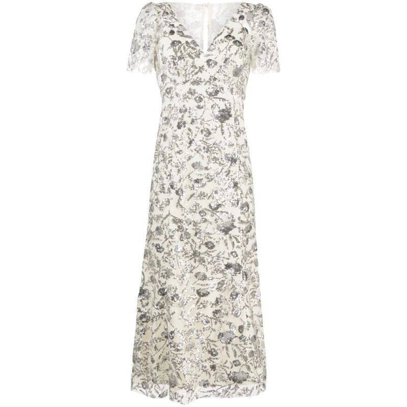 Champagne sequinned midi dress