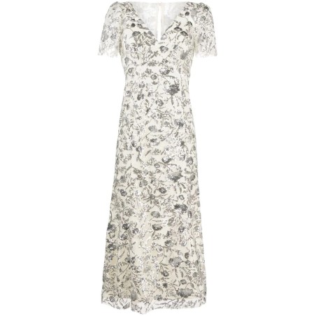 Champagne sequinned midi dress