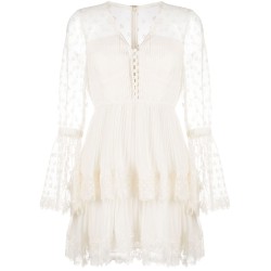 Chiffon lace tiered mini dress