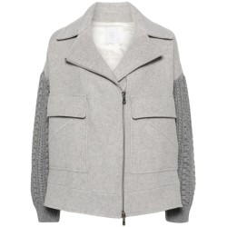 Coat with knitwear sleeves