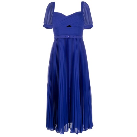 Cobalt chiffon midi dress