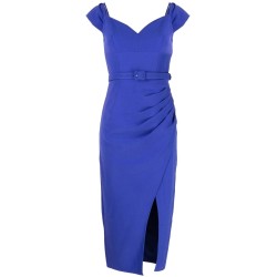 Cobalt crepe midi dress